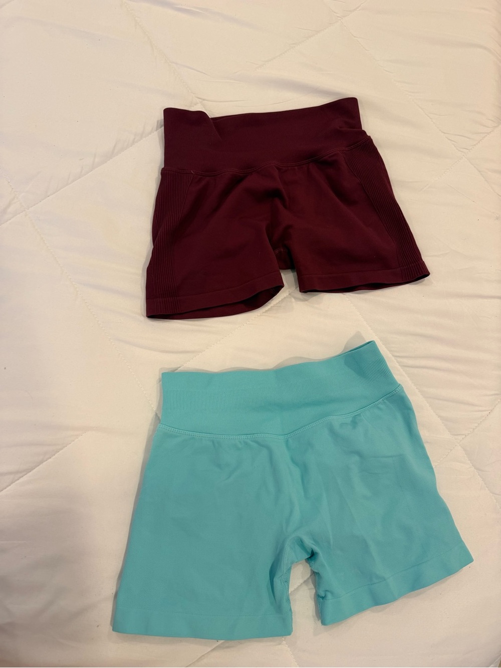 Teal and burgundy shorts